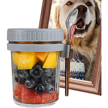 Salad Jars with Spoon Breakfast On The Go Oats Cups Large Airtight Storage Jars.