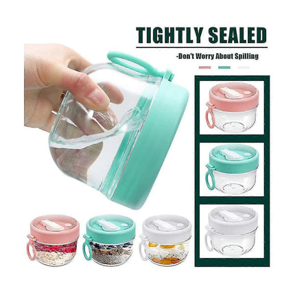 6pcs 20oz Overnight Oats Containers with Lids & Spoons Leakproof Yogurt Salad Jars.