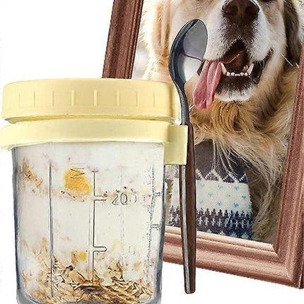 Oats Jars with Lids & Spoon Breakfast On The Go Cups Airtight Large Storage Jars.