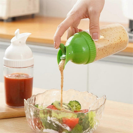 2pcs Salad Dressing Containers Leakproof Shaker Bottles with Lid for Kitchen Use.