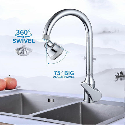 (Chrome)4 Spray Modes Faucet Aerator,360 Degree Faucet Sprayer Attachment,Big Angle Kitchen Faucet Aerator,Swivel Faucet Extender,Sink Sprayer Attachm.