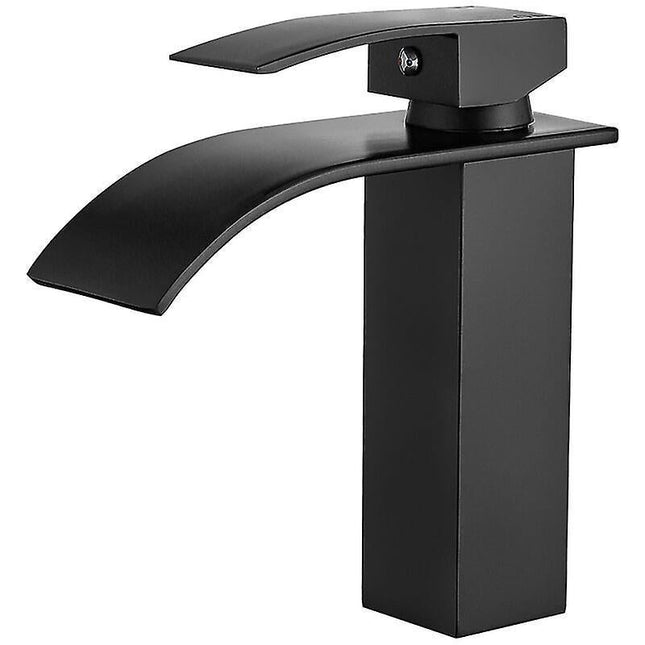 Bathroom Faucet,Sink Faucet with Cold & Hot Water Available,Modern Waterfall Design Sink Faucet,Durable Black Copper Valve Body Design.