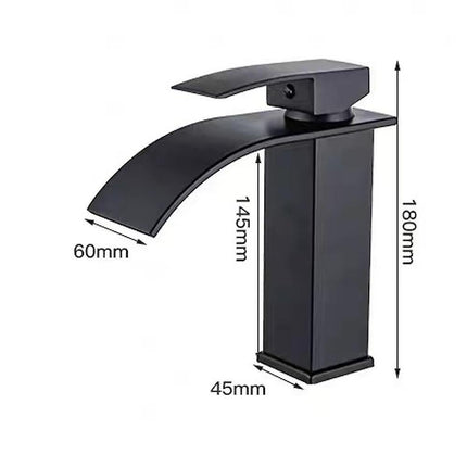 Bathroom Faucet,Sink Faucet with Cold & Hot Water Available,Modern Waterfall Design Sink Faucet,Durable Black Copper Valve Body Design.