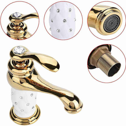 Basin Mixer Tap with Other Accessories Solid Brass Bathroom Sink Faucet Modern Design Chrome Lacquered Copper Bathroom Faucets (Gold).