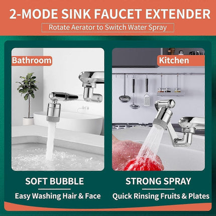 Swivel Faucet-Extender Sink-Aerator - 2 Mode Splash Water Filter Extension, Kitchen Bathroom 360 Rotatable Spray Attachment, Multifunctional Universal.