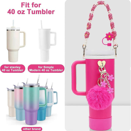 Stanley Cup Accessory Set - Water Bottle Handle Strap, Siliocne Stanley Cup Boot, Stanley Charms Stanley Cup 40 oz Tumbler.