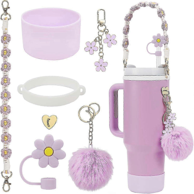 stanley Cup Accessory Set - Water Bottle Handle Strap, Siliocne Stanley Cup Boot, Stanley Charms Stanley Cup 40 Oz Tumbler.
