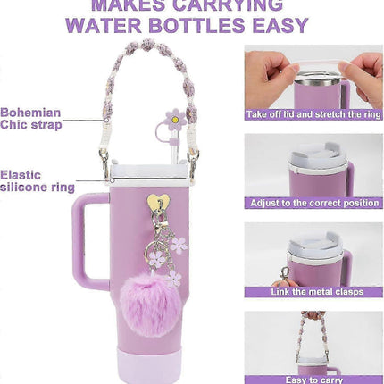 stanley Cup Accessory Set - Water Bottle Handle Strap, Siliocne Stanley Cup Boot, Stanley Charms Stanley Cup 40 Oz Tumbler.