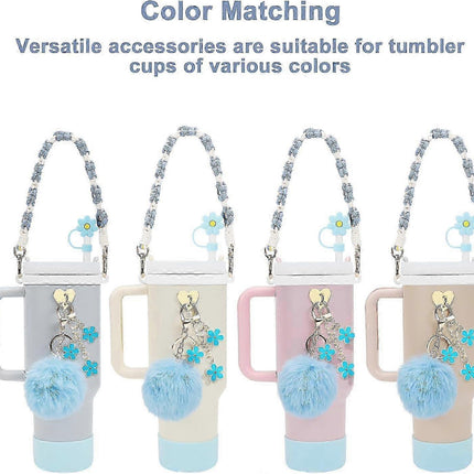 Stanley Cup Accessory Set - Water Bottle Handle Strap, Siliocne Stanley Cup Boot, Stanley Charms Stanley Cup 40 oz Tumbler.