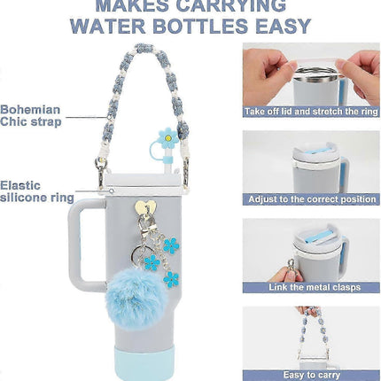 Stanley Cup Accessory Set - Water Bottle Handle Strap, Siliocne Stanley Cup Boot, Stanley Charms Stanley Cup 40 oz Tumbler.
