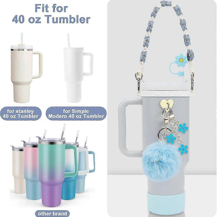 Stanley Cup Accessory Set - Water Bottle Handle Strap, Siliocne Stanley Cup Boot, Stanley Charms Stanley Cup 40 oz Tumbler.