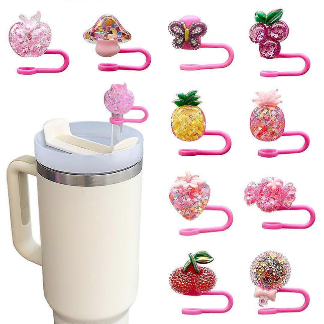 10 Pcs Stanley Straw Covers Silicone Straw Topper 0.4in Dust Proof Straw Cover Cap for Stanley Cup Accessories.