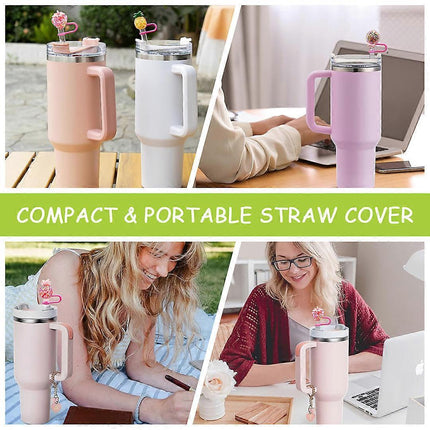 10 Pcs Stanley Straw Covers Silicone Straw Topper 0.4in Dust Proof Straw Cover Cap for Stanley Cup Accessories.