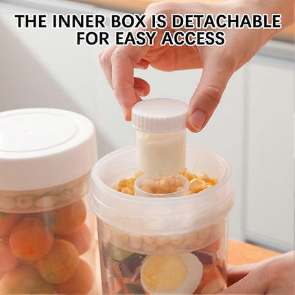 750ml Plastic Salad Jar with Built-in Dressing Cup Leakproof Lunch Box.
