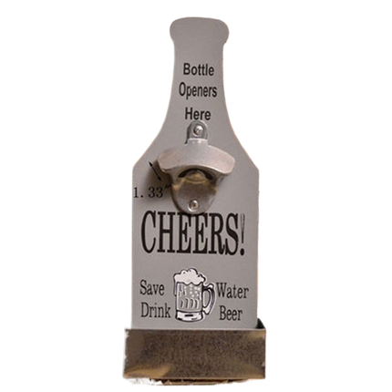 1Pc Retro Creative Wall Mounted Beer Style Decorative Hanger Bottle Opener-Grey.