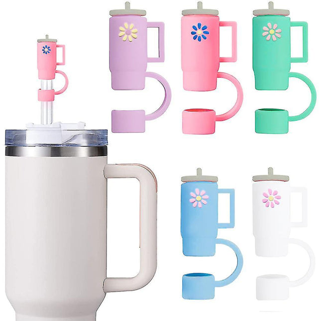 5 pcs/set Stanley Cup Straw Lids, Stanley 30 & 40 Ounce Glass Cups with Handles Silicone Straw Top Lids, Stanley Cup Accessories.