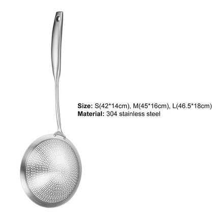 Colander Spoon Anti-scald Handle 304 Stainless Steel Strainer Scoop-L.