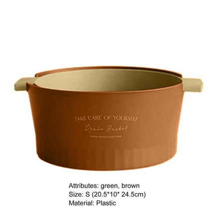 Multifunctional Drain Basket Burrs-free Plastic Double-Layer-Brown S.