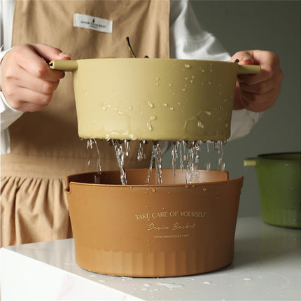 Multifunctional Drain Basket Burrs-free Plastic Double-Layer-Brown S.