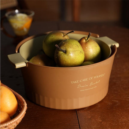 Multifunctional Drain Basket Burrs-free Plastic Double-Layer-Brown S.