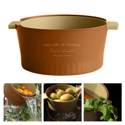 Multifunctional Drain Basket Burrs-free Plastic Double-Layer-Brown S.