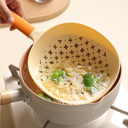 Noodle Colander Eco-Ergonomic Handle Hanging Hole Filter Residue-Orange.