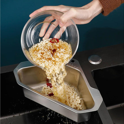 Drain Basket with Hook Triangular Stainless Steel Rinsing Strainer-Stainless Steel.