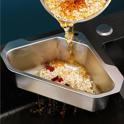 Drain Basket with Hook Triangular Stainless Steel Rinsing Strainer-Stainless Steel.