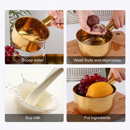 1L Water Scoop Anti-rust Stainless Steel Bathing Ladle-Golden.