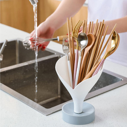 Storage Rack Creative Multifunctional Plastic Funnel Drain Chopstick Cage for Kitchen-White.