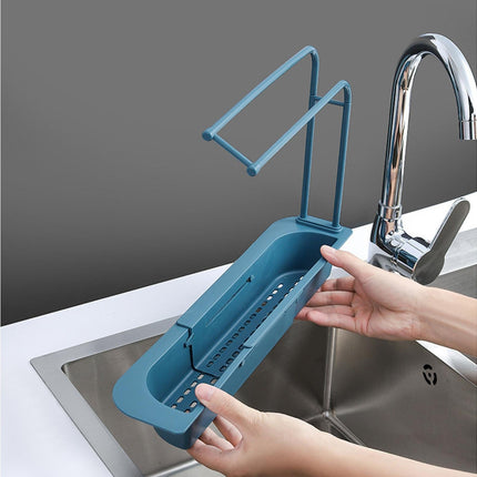 Sink Drain Tray Plastic Quick Drainage Storage Rack-Blue.