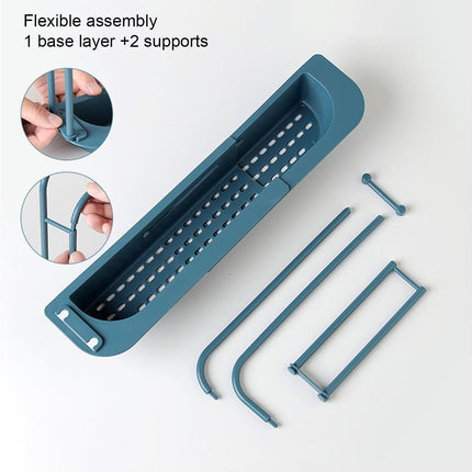 Sink Drain Tray Plastic Quick Drainage Storage Rack-Blue.