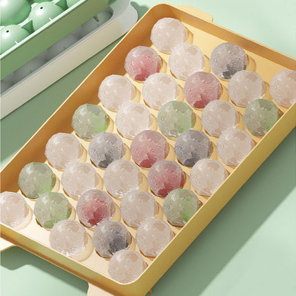 Ice Cube Mold Compartment Large Capacity PP Multi-grid Lidded Ice Ball Maker Kitchen Supplies-Yellow.