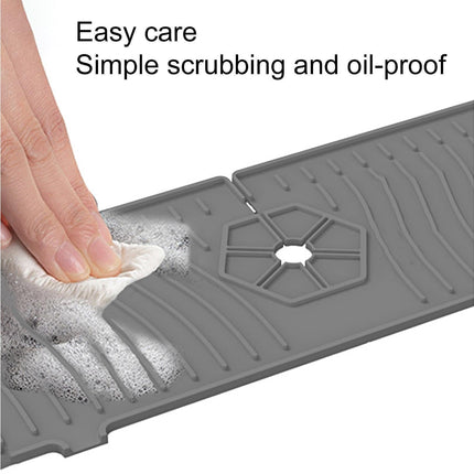 Sink Faucet Mat Silicone Splash-proof Drain Pad-Grey M.