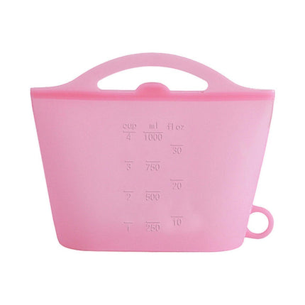 Reusable Eco-friendly Silicone Fridge Food Organizer Sealing Storage Pouch Bag-Pink 1500ML.