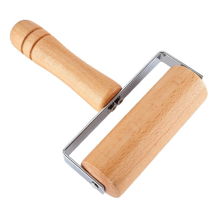 Rolling Pin Non-stick Wheel Design Wood Kitchen Rolling Pin for Dough Rolling-Wood Color.