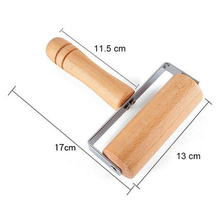 Rolling Pin Non-stick Wheel Design Wood Kitchen Rolling Pin for Dough Rolling-Wood Color.