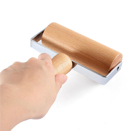Rolling Pin Non-stick Wheel Design Wood Kitchen Rolling Pin for Dough Rolling-Wood Color.