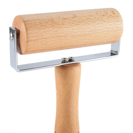 Rolling Pin Non-stick Wheel Design Wood Kitchen Rolling Pin for Dough Rolling-Wood Color.