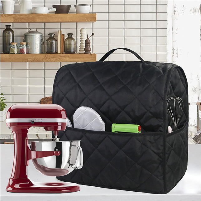 Mixer Cover Soft Touching with Pockets 5 Colors secure to Use Dust Cover for Kitchen-Black.
