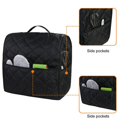 Mixer Cover Soft Touching with Pockets 5 Colors secure to Use Dust Cover for Kitchen-Black.