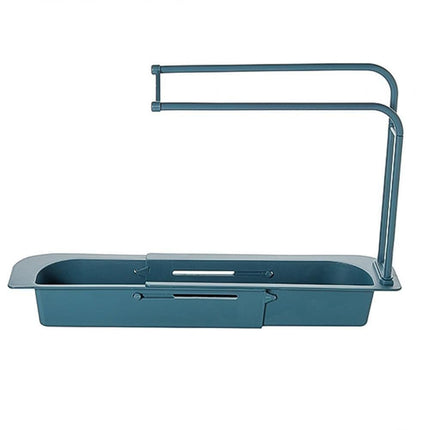 Home Kitchen Telescopic Sink Storage Tray Rack Holder Expandable Drain Basket-Blue.