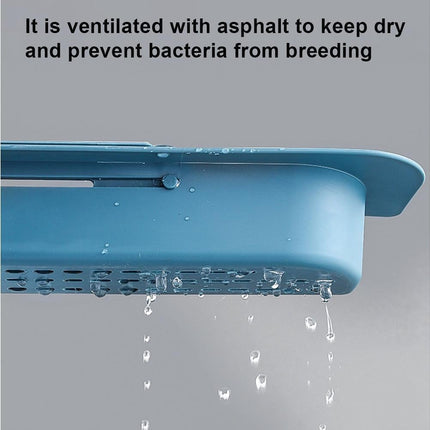 Home Kitchen Telescopic Sink Storage Tray Rack Holder Expandable Drain Basket-Blue.