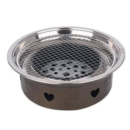 Round Stainless Steel BBQ Grill Roast Mesh Net Non-stick Barbecue Baking Pan-20cm.