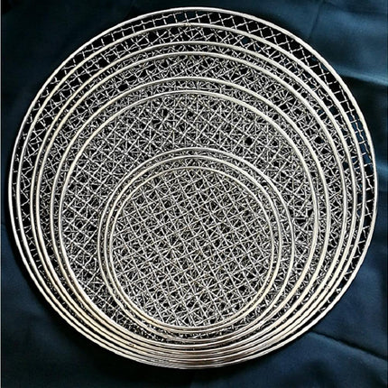 Round Stainless Steel BBQ Grill Roast Mesh Net Non-stick Barbecue Baking Pan-20cm.
