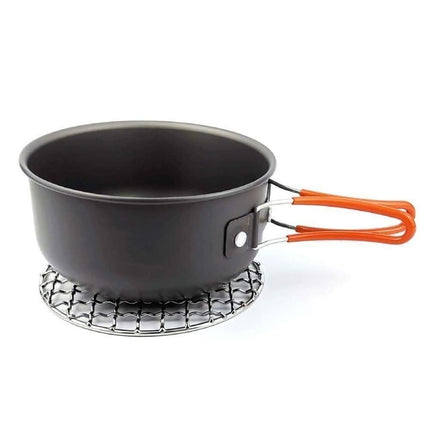Round Stainless Steel BBQ Grill Roast Mesh Net Non-stick Barbecue Baking Pan-20cm.