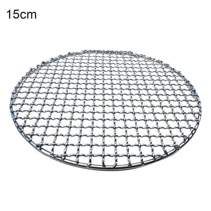 Round Stainless Steel BBQ Grill Roast Mesh Net Non-stick Barbecue Baking Pan-20cm.