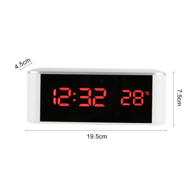 Digital Alarm Clock Precise 12/24 Hour Temperature Display Large Screen Smart LED Clock Bedside Digital Alarm Clock for Home-White.