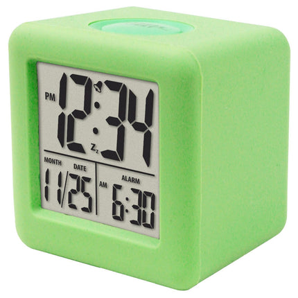 Digital Clock Shock-proof Snooze Function Silicon Cover Electrical LED Clock Household Supplies - Green.