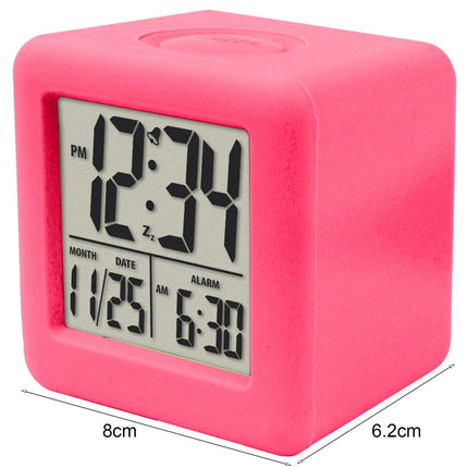 Digital Clock Shock-proof Snooze Function Silicon Cover Electrical LED Clock Household Supplies - Green.